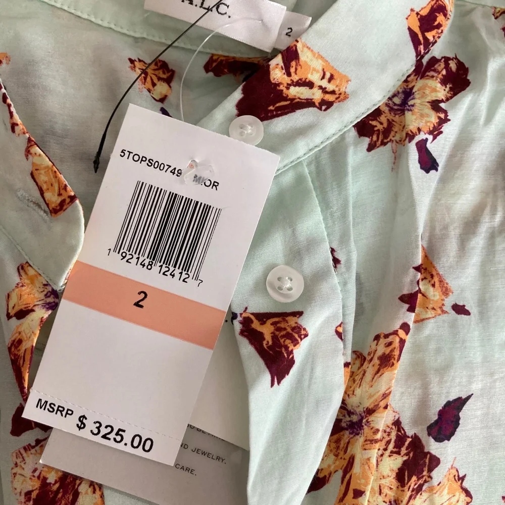 A.L.C. Shira Floral Print Mock Neck Blouse 1380 - Picture 13 of 13
